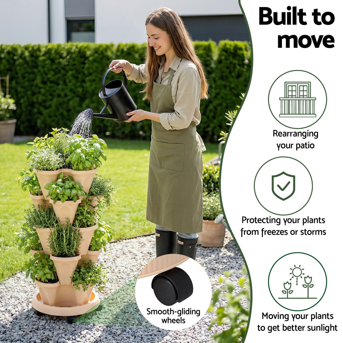 Green Fingers 5-Pot Stackable Strawberry Planter – Beige