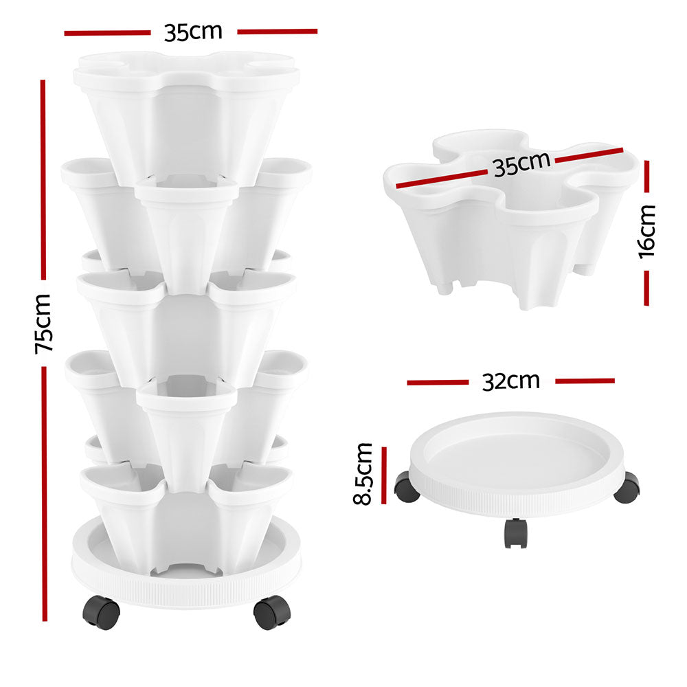 Green Fingers 5-Pot Stackable Strawberry Planter – White
