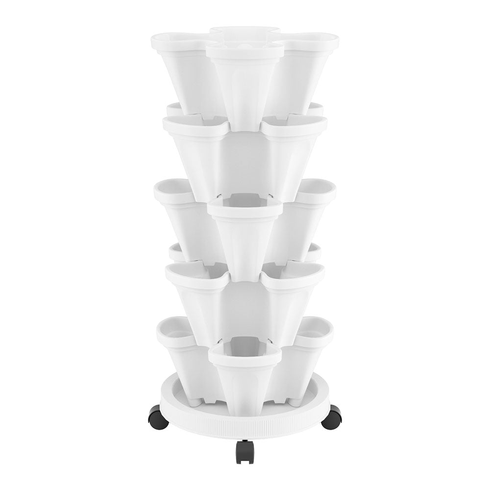 Green Fingers 5-Pot Stackable Strawberry Planter – White