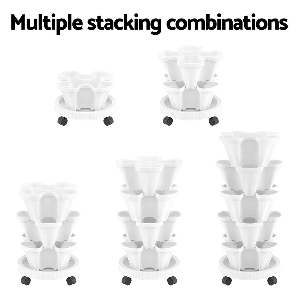 Green Fingers 5-Pot Stackable Strawberry Planter – White