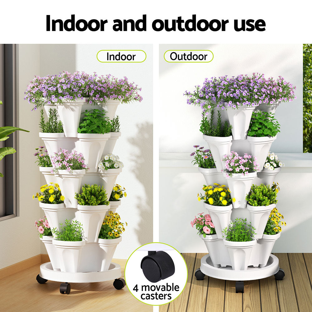 Green Fingers 5-Pot Stackable Strawberry Planter – White