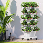Green Fingers 5-Pot Stackable Strawberry Planter – White