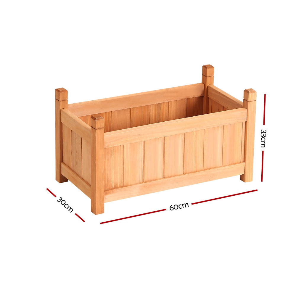 Green Fingers Wooden Raised Garden Bed 60 x 30 x 33 cm