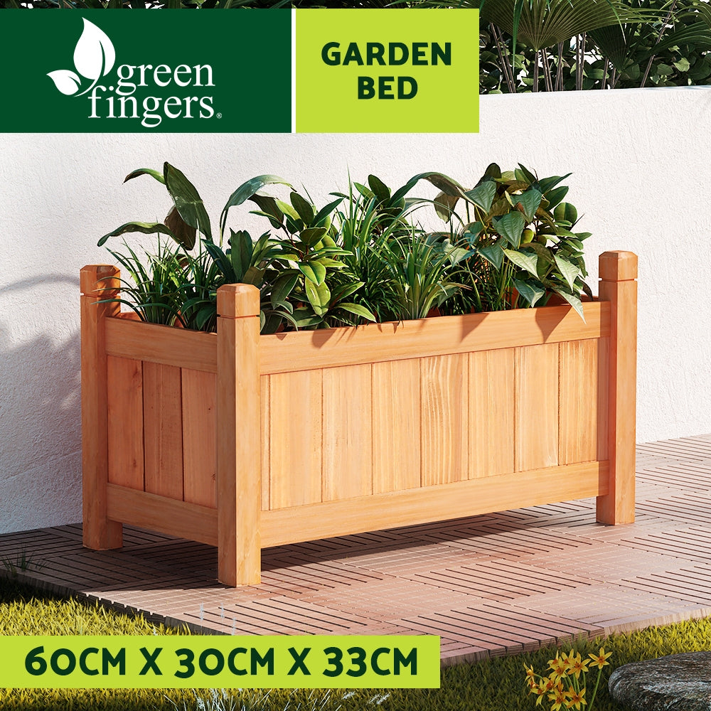 Green Fingers Wooden Raised Garden Bed 60 x 30 x 33 cm