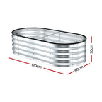 Green Fingers Galvanised Oval Raised Garden Bed 120 x 60 x 30 cm
