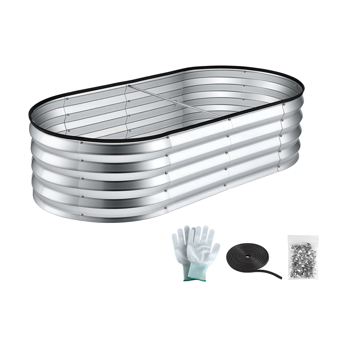 Green Fingers Galvanised Oval Raised Garden Bed 120 x 60 x 30 cm