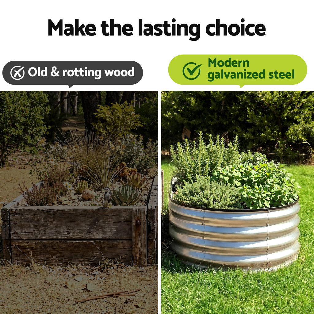 Green Fingers Galvanised Oval Raised Garden Bed 120 x 60 x 30 cm