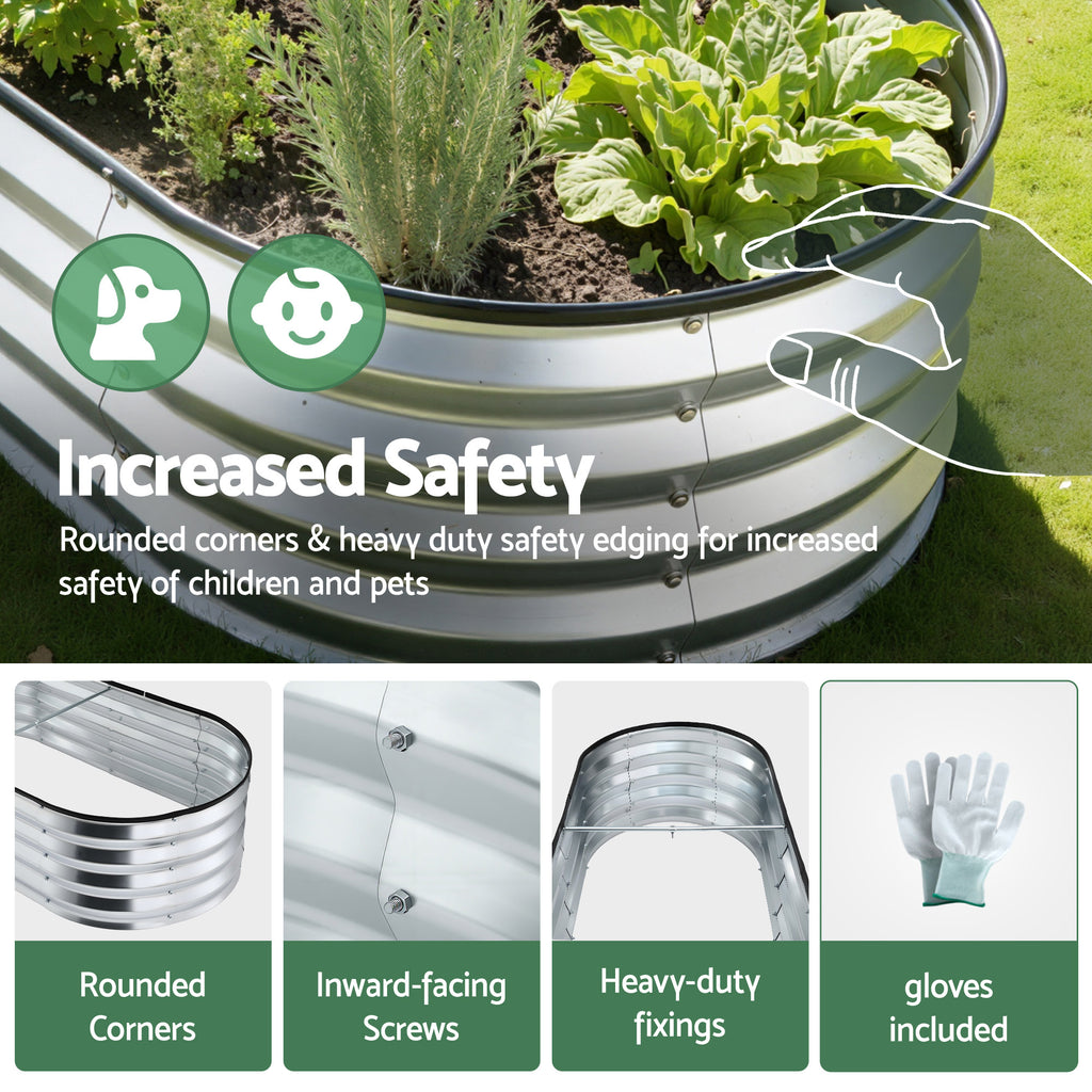 Green Fingers Galvanised Oval Raised Garden Bed 120 x 60 x 30 cm