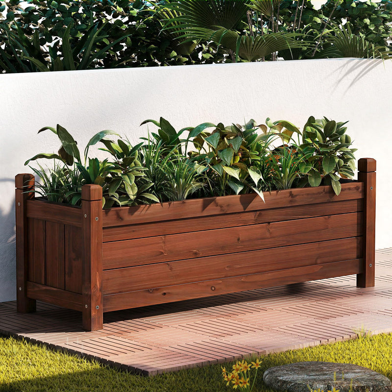 Green Fingers Wooden Raised Garden Bed 90 x 30 x 33 cm – Brown