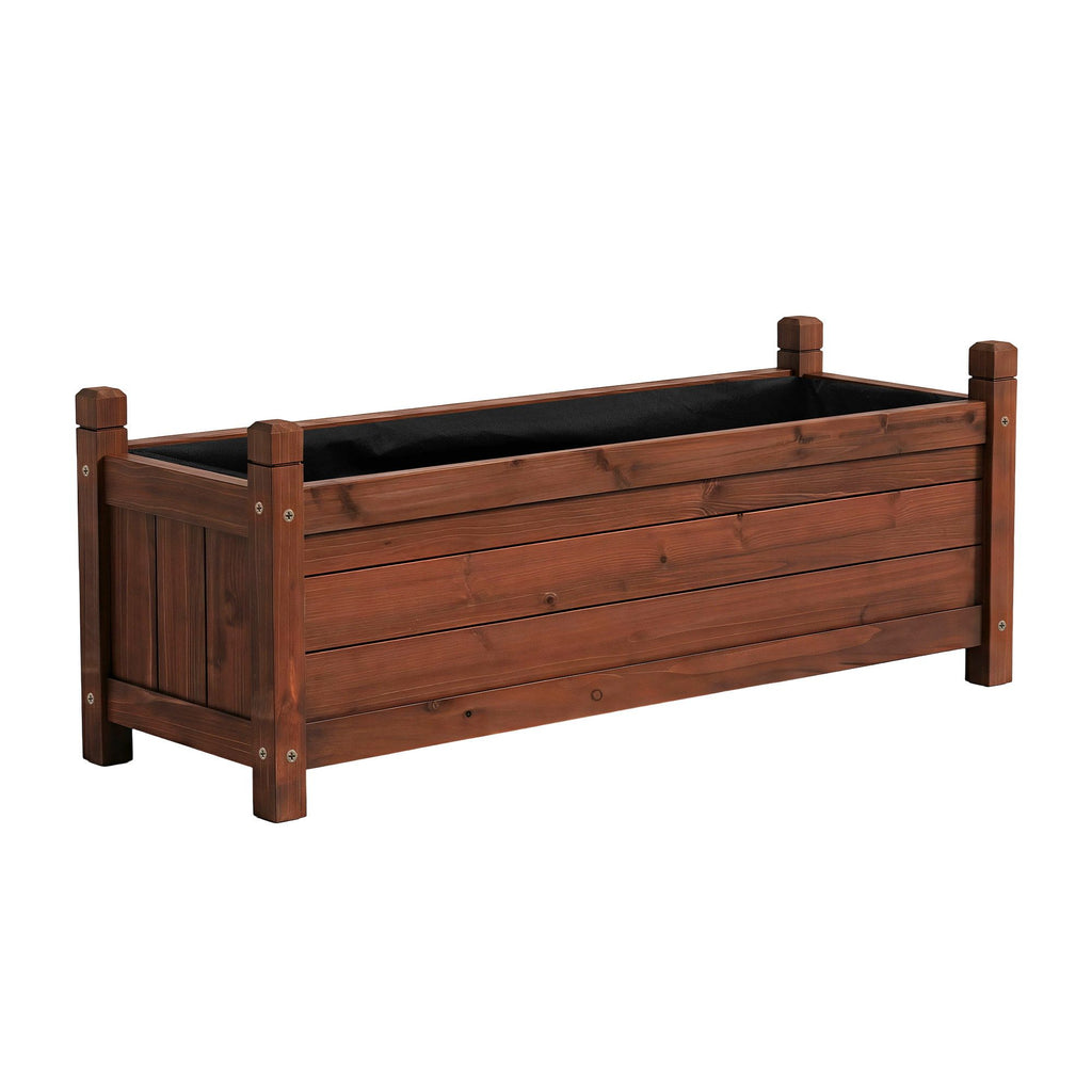 Green Fingers Wooden Raised Garden Bed 90 x 30 x 33 cm – Brown