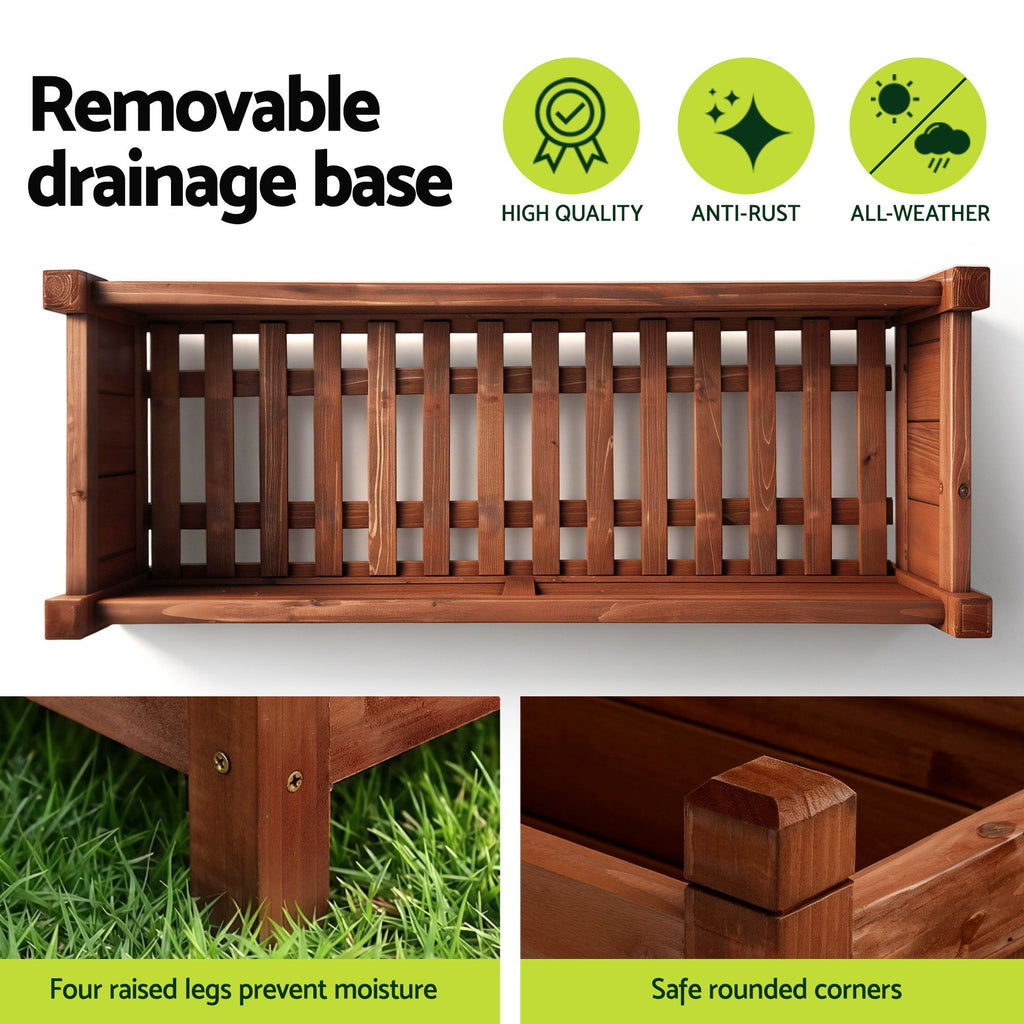 Green Fingers Wooden Raised Garden Bed 90 x 30 x 33 cm – Brown