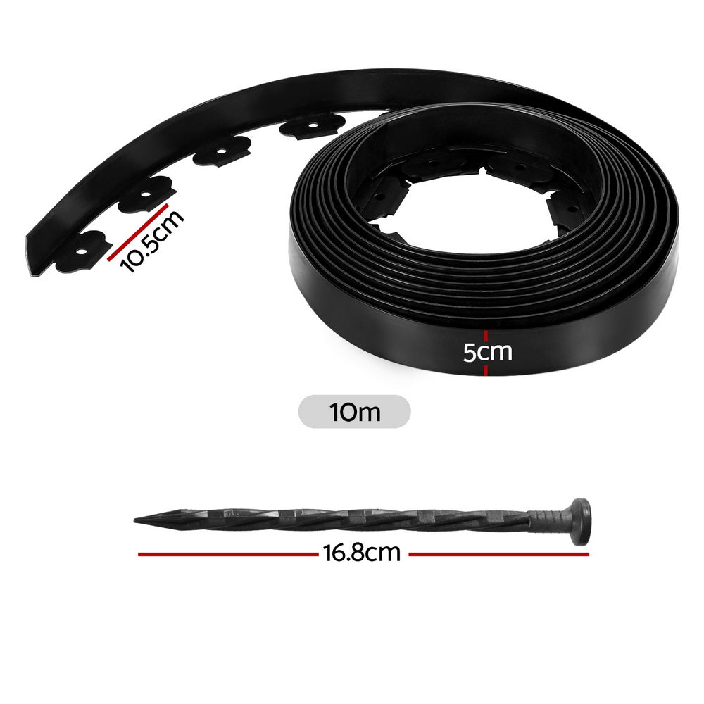 Green Fingers Lawn Edging 5 cm x 10 m, 2 Rolls – Black