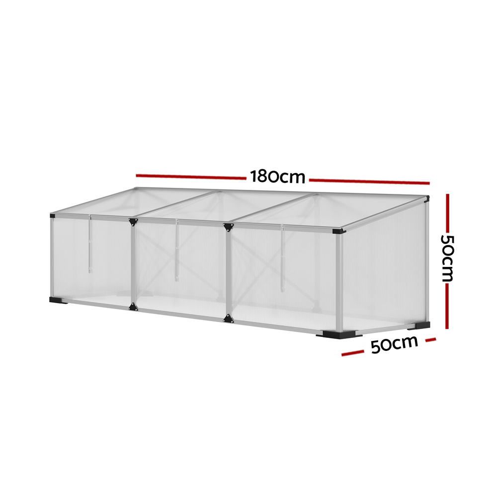 Green Fingers Aluminium Cold Frame 180 x 50 x 50 cm – Polycarbonate