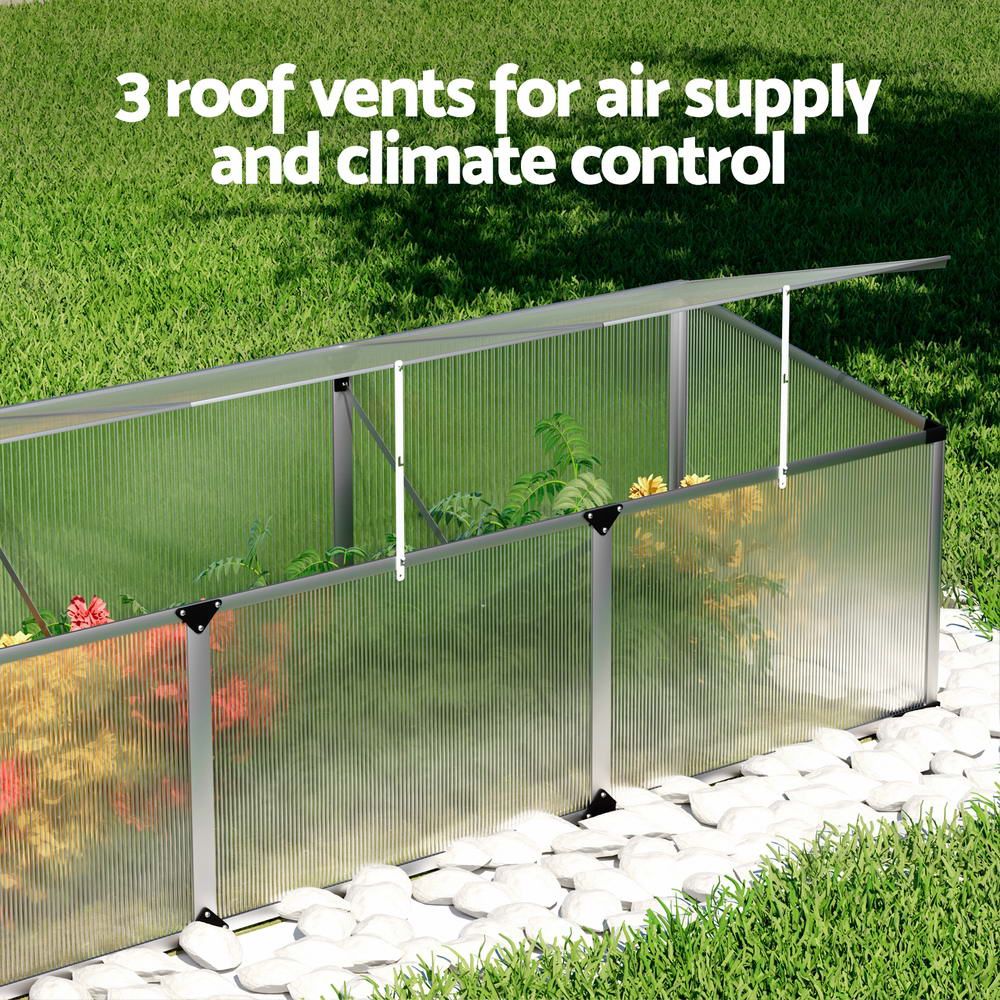 Green Fingers Aluminium Cold Frame 180 x 50 x 50 cm – Polycarbonate