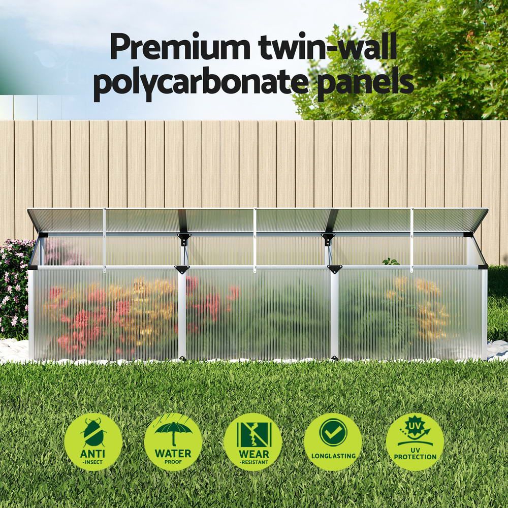 Green Fingers Aluminium Cold Frame 180 x 50 x 50 cm – Polycarbonate