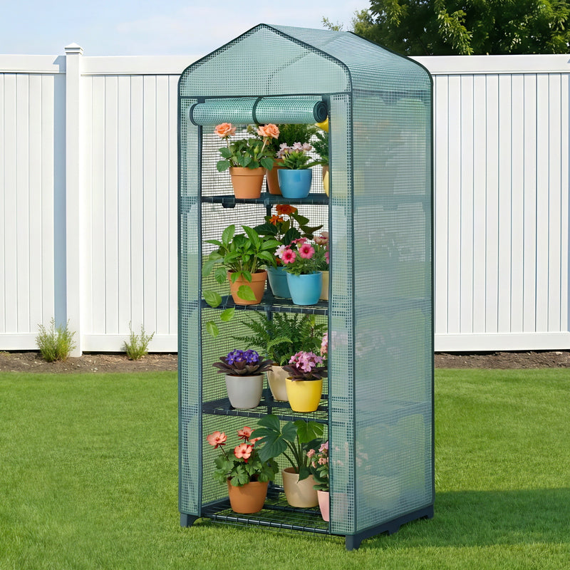 Green Fingers 4-Tier Mini Greenhouse 160 cm – Green PE
