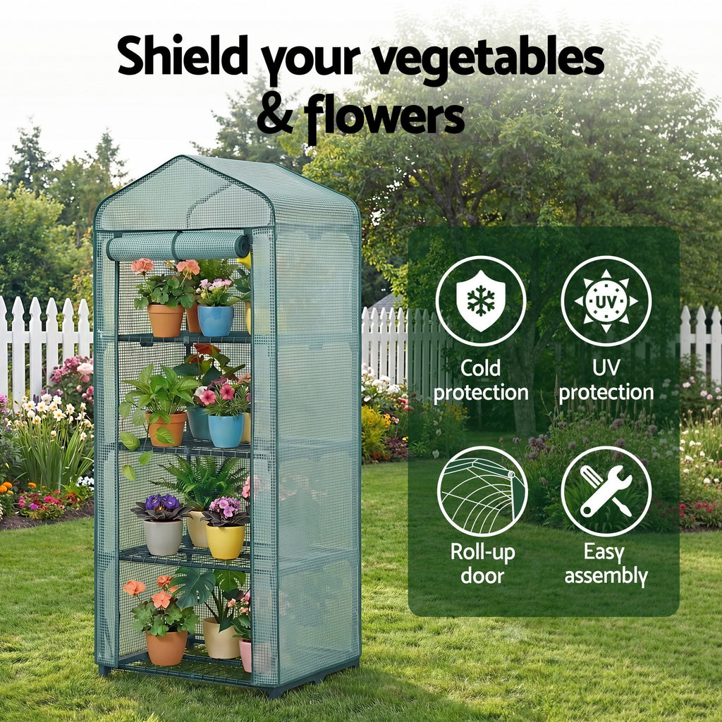 Green Fingers 4-Tier Mini Greenhouse 160 cm – Green PE
