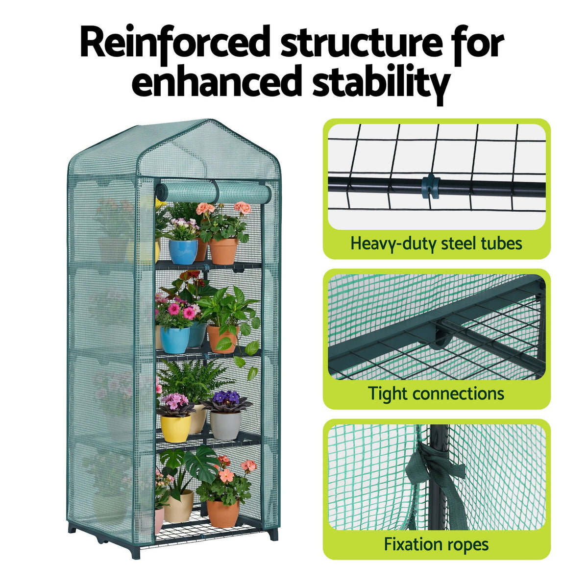 Green Fingers 4-Tier Mini Greenhouse 160 cm – Green PE