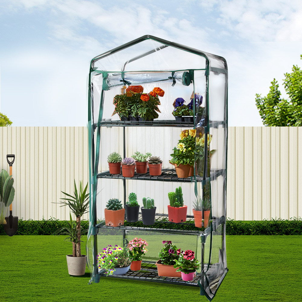 Green Fingers 4-Tier Mini Greenhouse 160 cm – Clear PVC