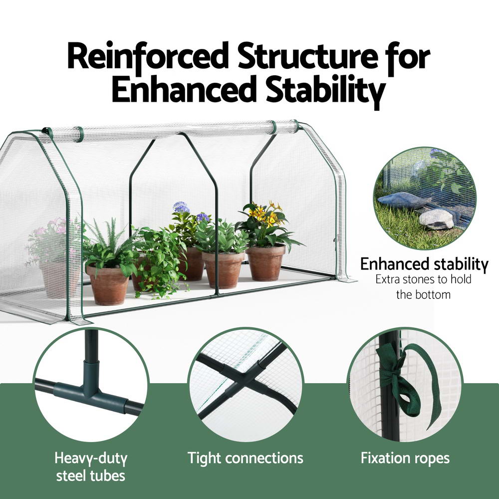 Green Fingers Mini Greenhouse 121 x 54 x 62 cm – Clear PE