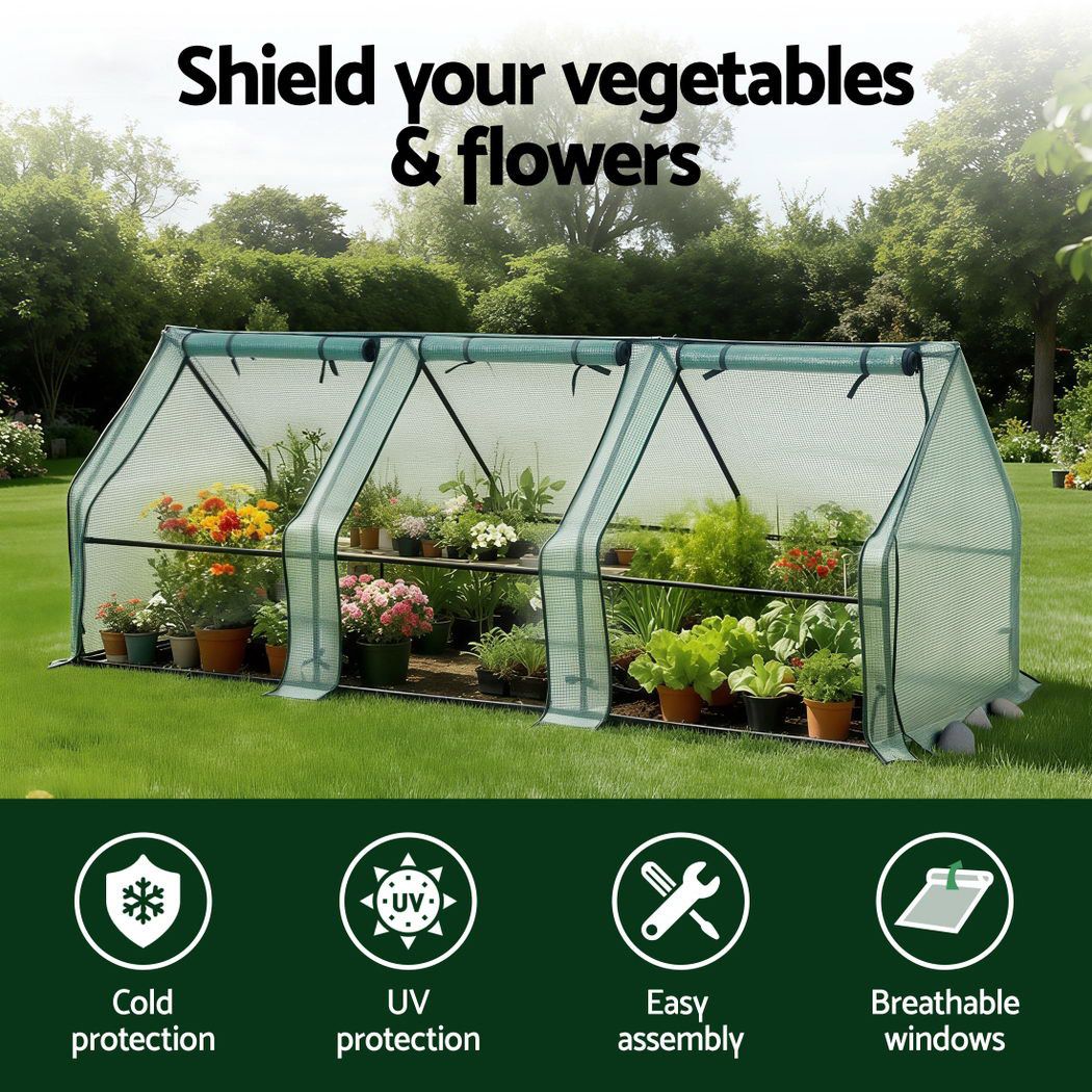 Green Fingers Tunnel Greenhouse 240 x 90 x 90 cm – Green PE
