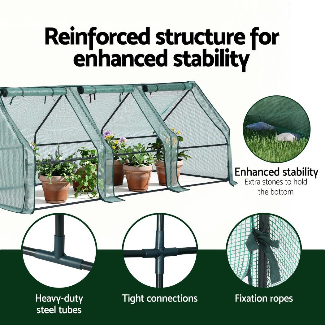 Green Fingers Tunnel Greenhouse 240 x 90 x 90 cm – Green PE