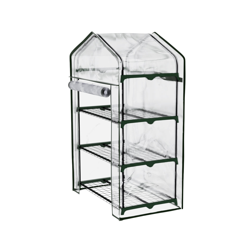Green Fingers 3-Tier Mini Greenhouse 128 cm – Clear PVC