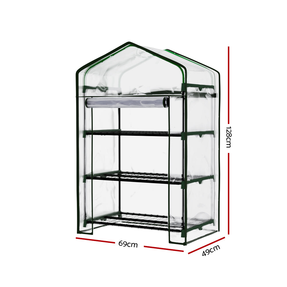 Green Fingers 3-Tier Mini Greenhouse 128 cm – Clear PVC