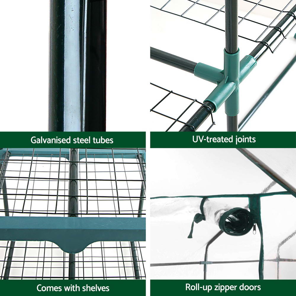 Green Fingers 3-Tier Mini Greenhouse 128 cm – Clear PVC