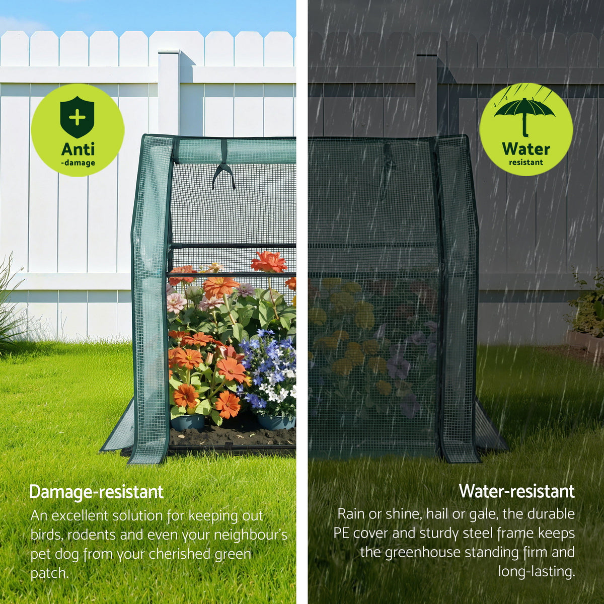 Green Fingers Mini Greenhouse 91 x 46 x 84 cm – Green PE