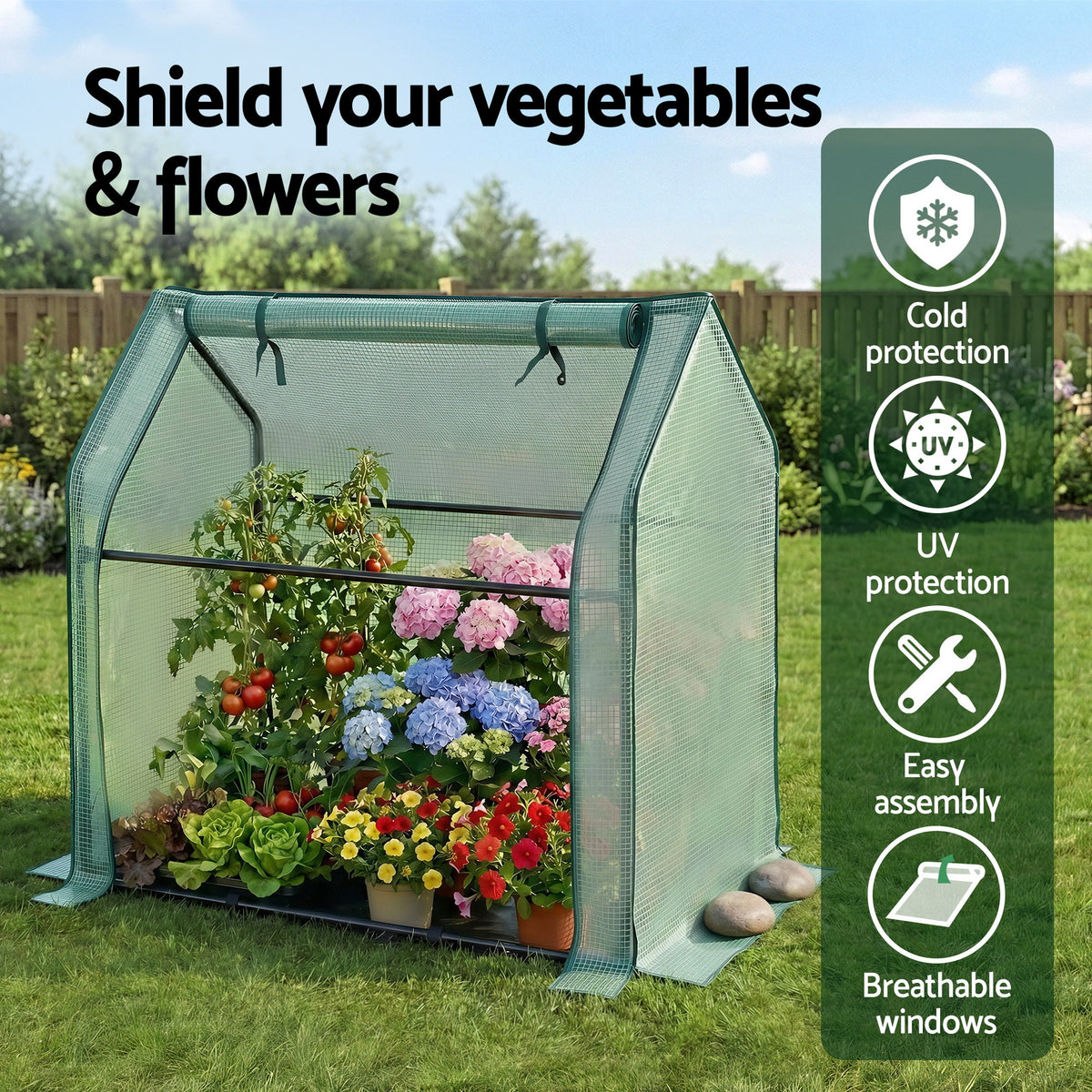 Green Fingers Mini Greenhouse 91 x 46 x 84 cm – Green PE