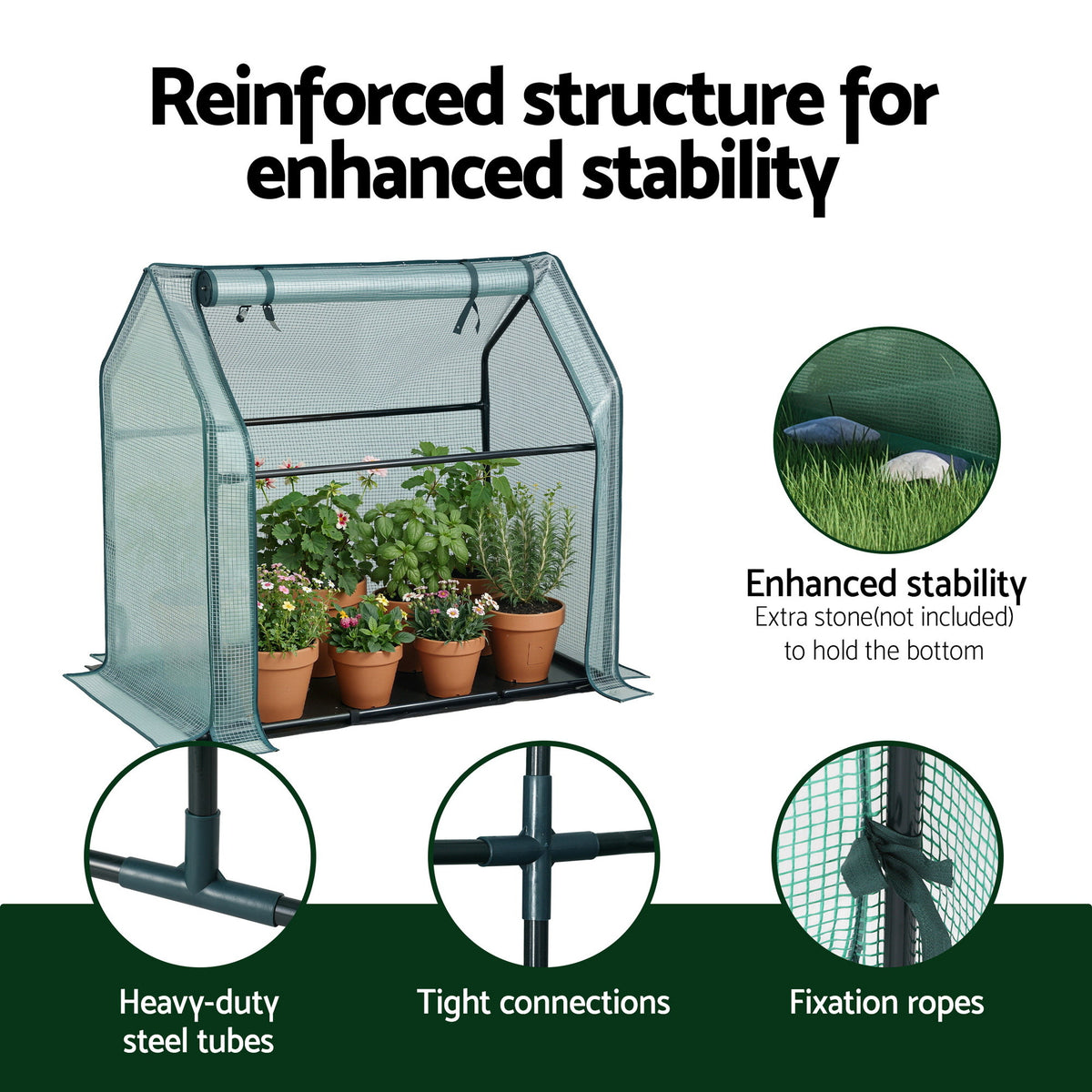 Green Fingers Mini Greenhouse 91 x 46 x 84 cm – Green PE