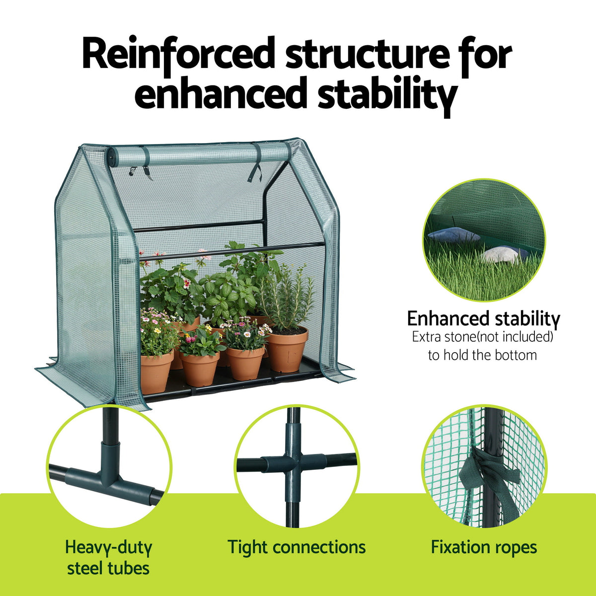 Green Fingers Mini Greenhouse 91 x 46 x 84 cm – Green PE