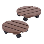 Gardeon Round Plant Caddy with Lockable Wheels, 2 Pack – Brown