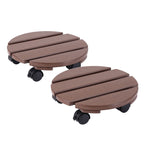 Gardeon Round Plant Caddy with Lockable Wheels, 2 Pack – Brown