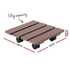 Gardeon Square Plant Caddy with Lockable Wheels, 2 Pack – Brown