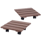 Gardeon Square Plant Caddy with Lockable Wheels, 2 Pack – Brown
