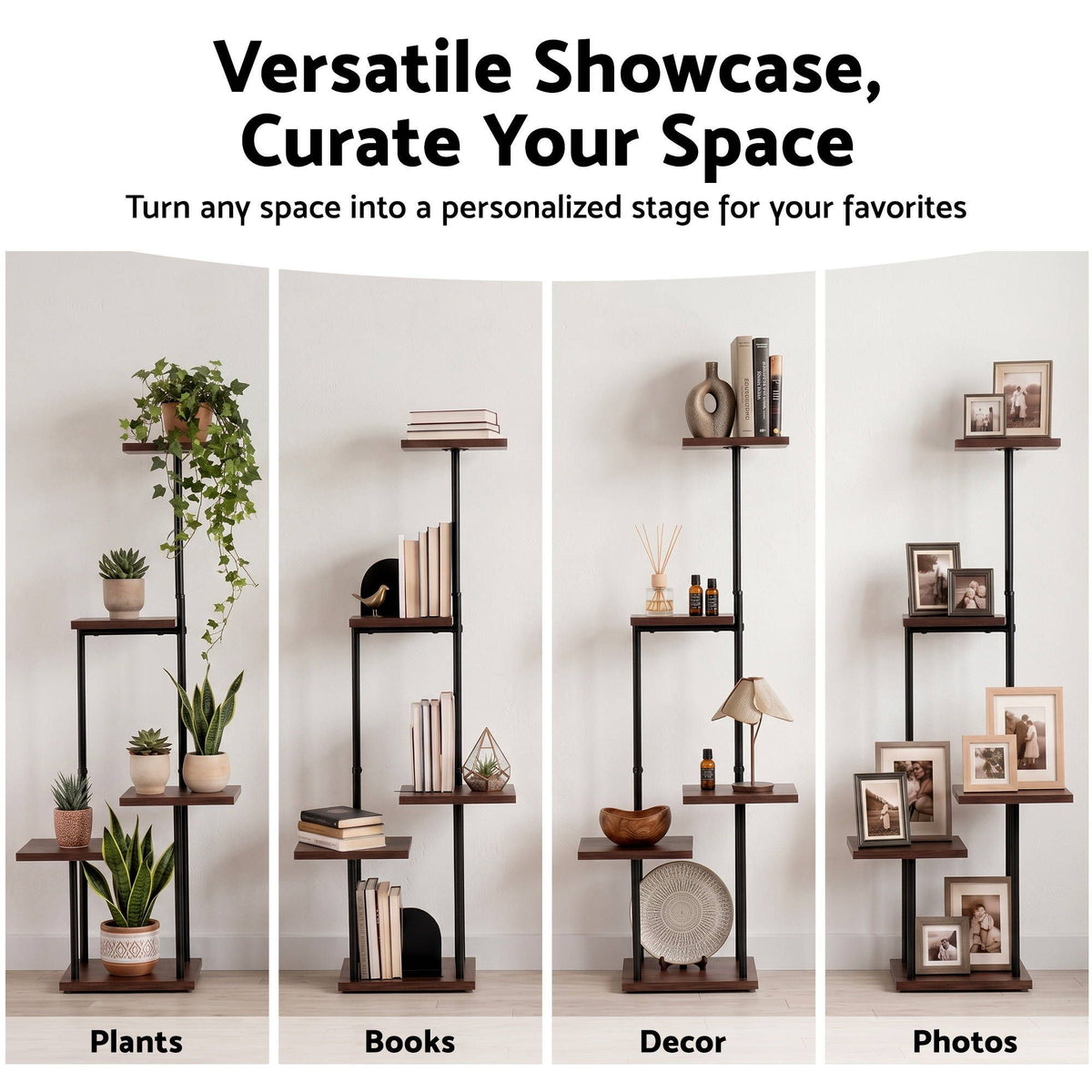 Artiss 5-Tier Metal and Wood Plant Stand, 101 cm – Brown