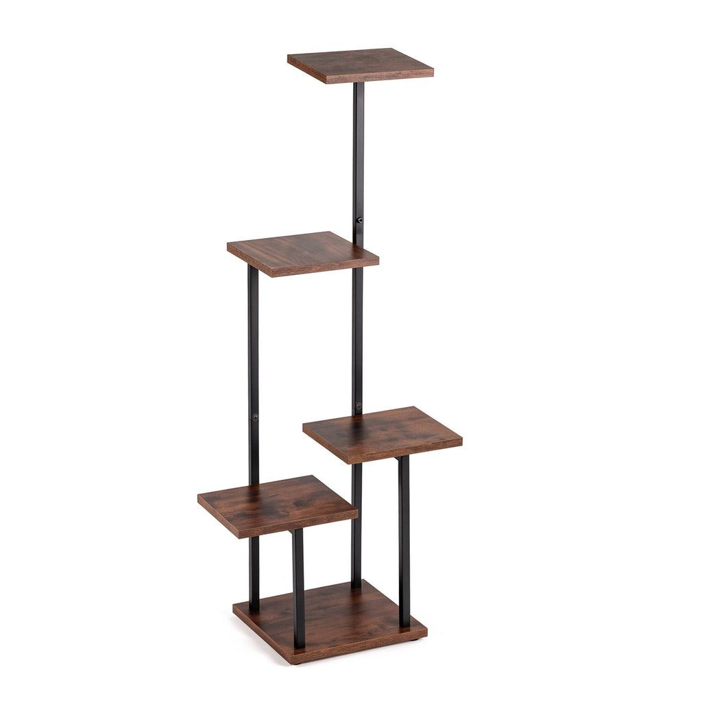 Artiss 5-Tier Metal and Wood Plant Stand, 101 cm – Brown