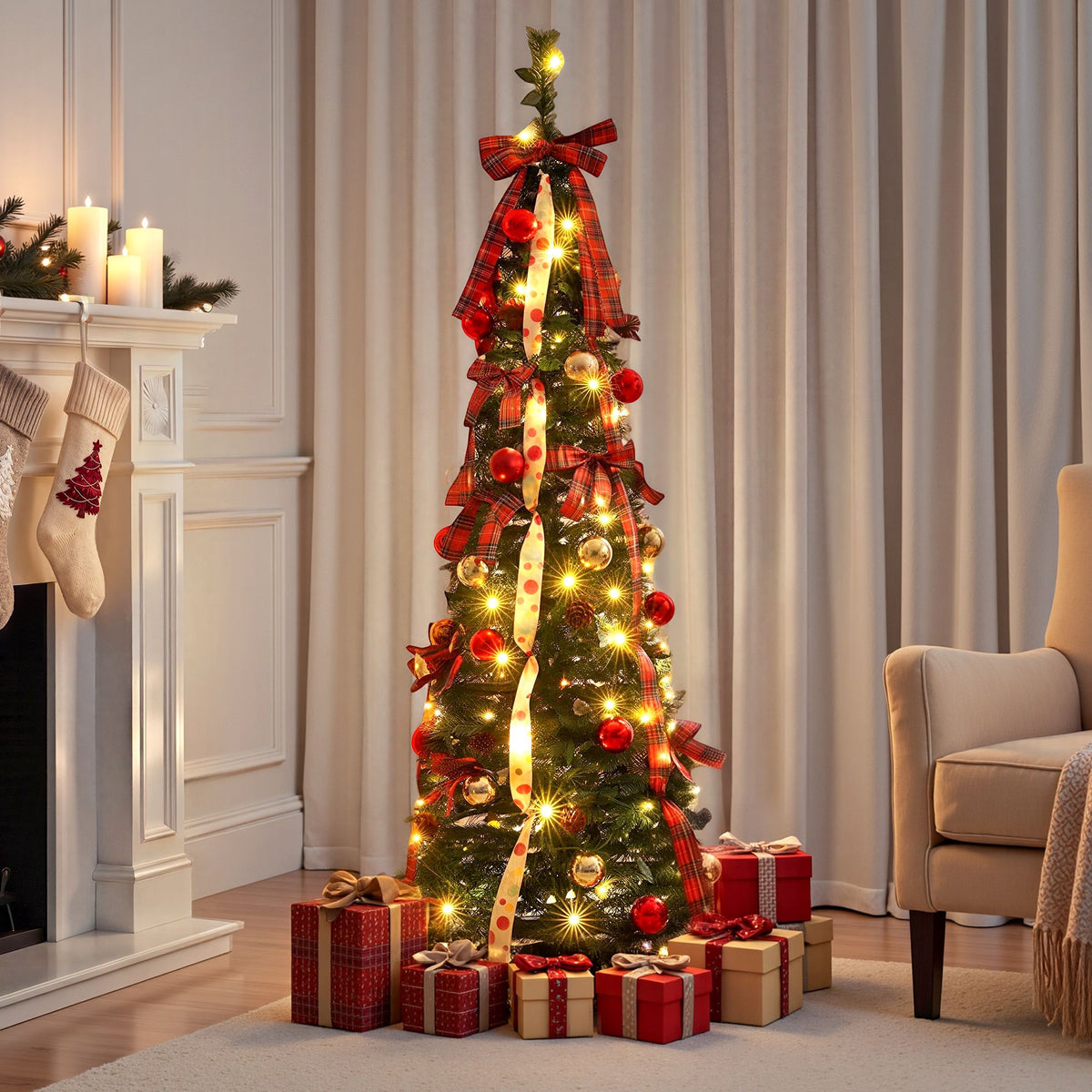 Pop-Up Christmas Tree, 160 cm Pre-Decorated – Jingle Jollys