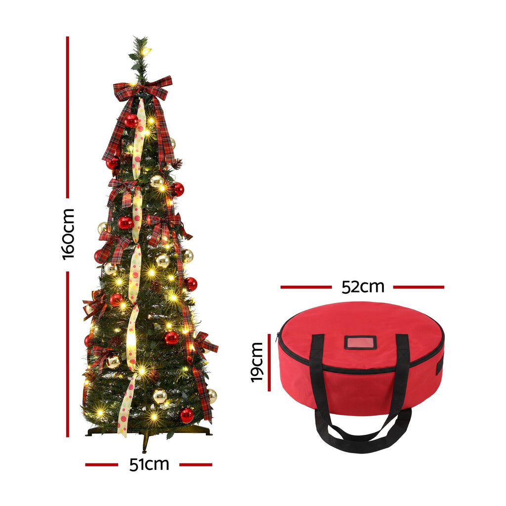 Pop-Up Christmas Tree, 160 cm Pre-Decorated – Jingle Jollys