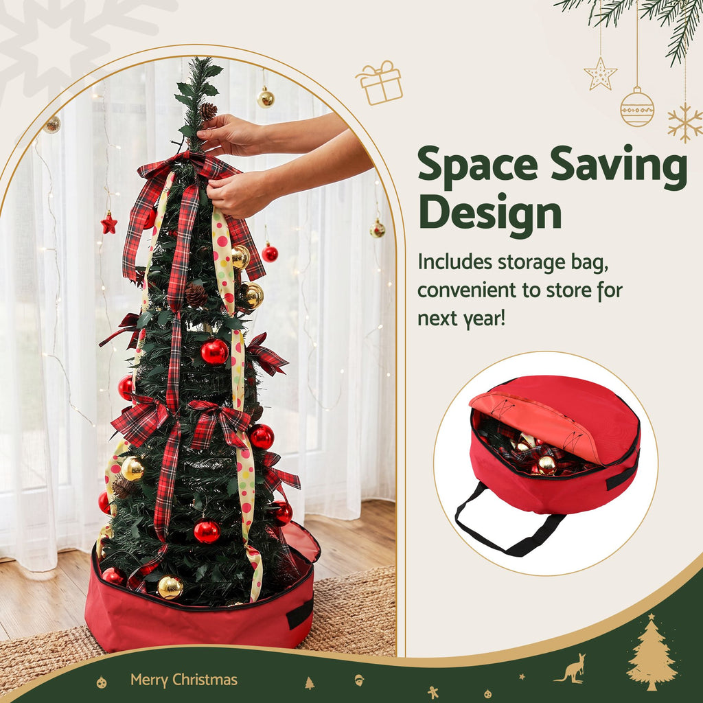 Pop-Up Christmas Tree, 160 cm Pre-Decorated – Jingle Jollys