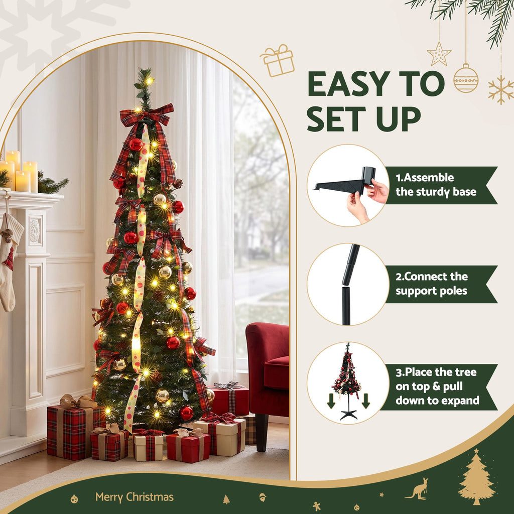 Pop-Up Christmas Tree, 160 cm Pre-Decorated – Jingle Jollys