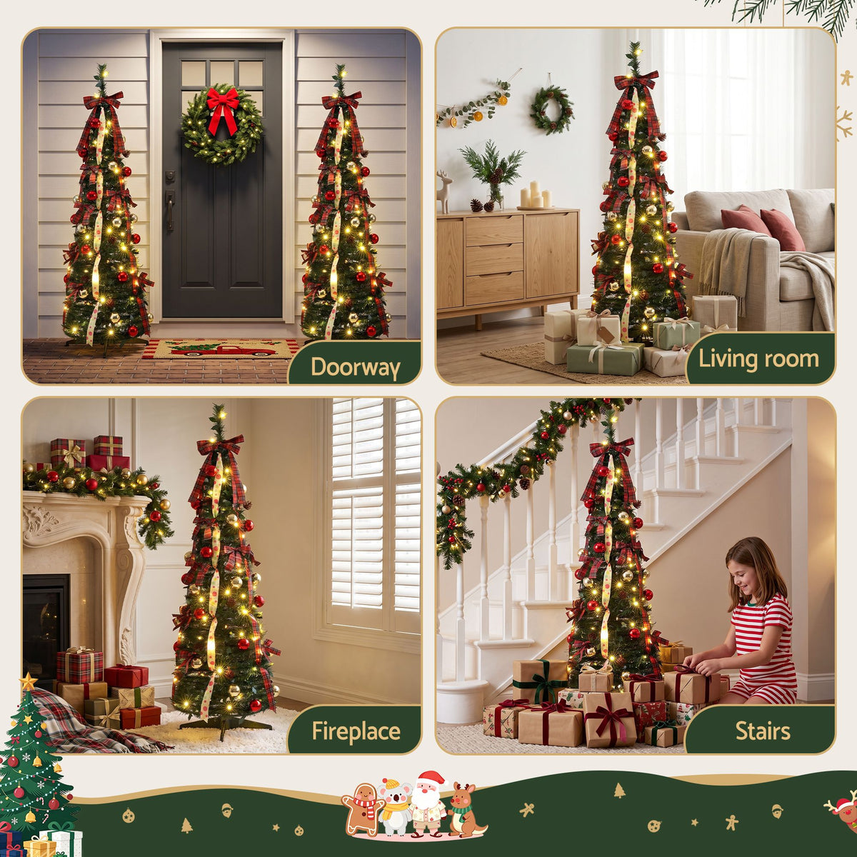 Pop-Up Christmas Tree, 160 cm Pre-Decorated – Jingle Jollys