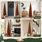 Pop-Up Christmas Tree, 160 cm Pre-Decorated Golden Maple Leaf – Jingle Jollys