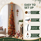 Pop-Up Christmas Tree, 160 cm Pre-Decorated Golden Maple Leaf – Jingle Jollys
