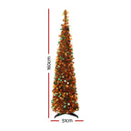 Pop-Up Christmas Tree, 160 cm Pre-Decorated Golden Maple Leaf – Jingle Jollys