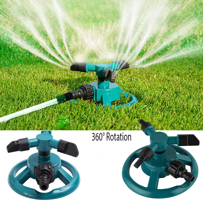 360 degree rotating garden sprinkler in green