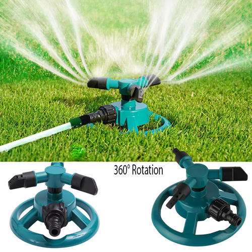 360 degree rotating garden sprinkler in green