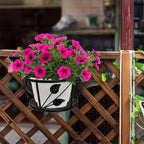 Metal Railing Plant Hangers with Leaf Design – 2 Pack, Black